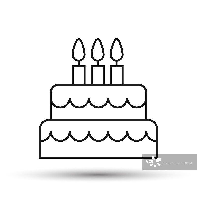 生日蛋糕线性图标，用于logo设计图片素材