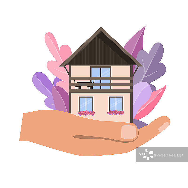 手握温馨小屋图片素材