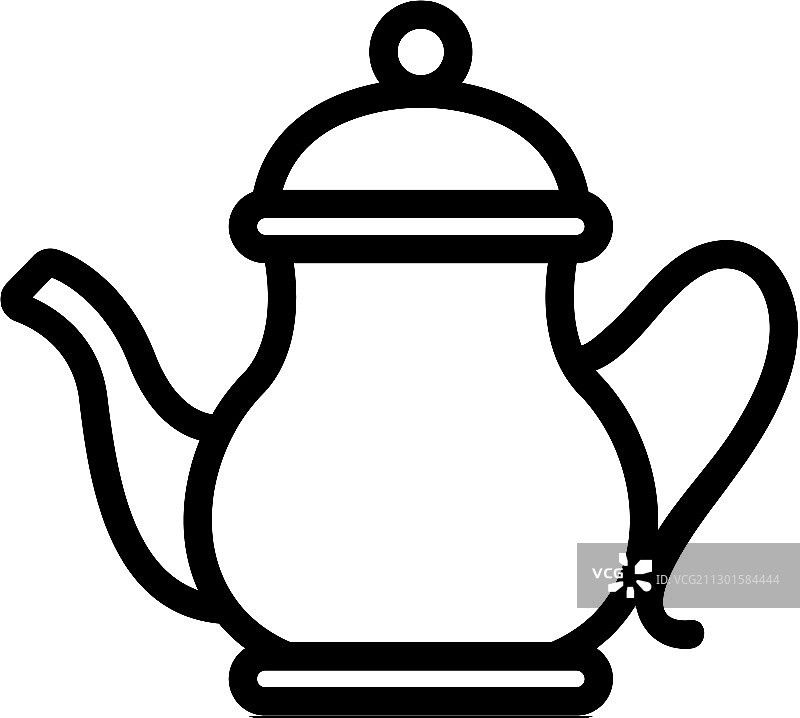 带盖瓷茶壶轮廓图标图片素材