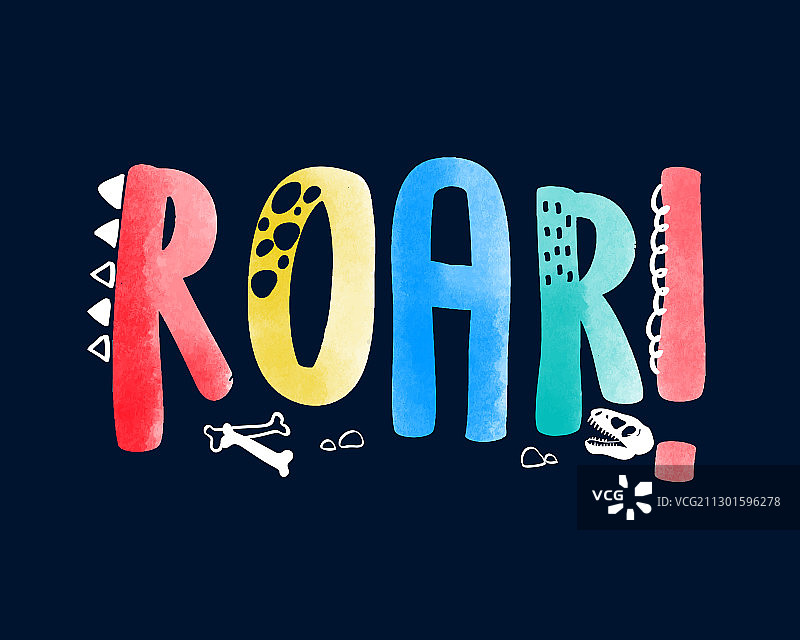 带标语的恐龙元素印花设计图片素材