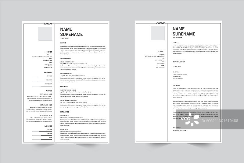 极简现代专业简历模板图片素材