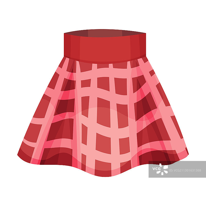 褶皱短款方格喇叭裙图片素材