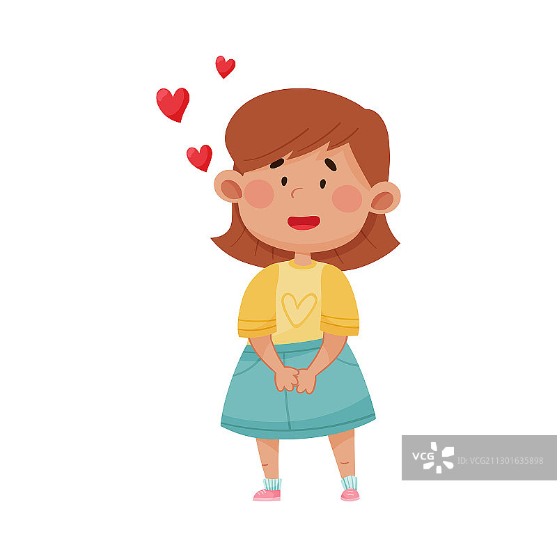 蓝裙短发女孩坠入爱河图片素材