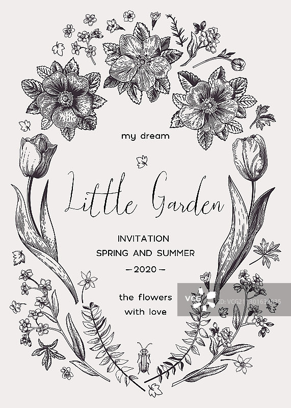 含春季鲜花的花环图片素材