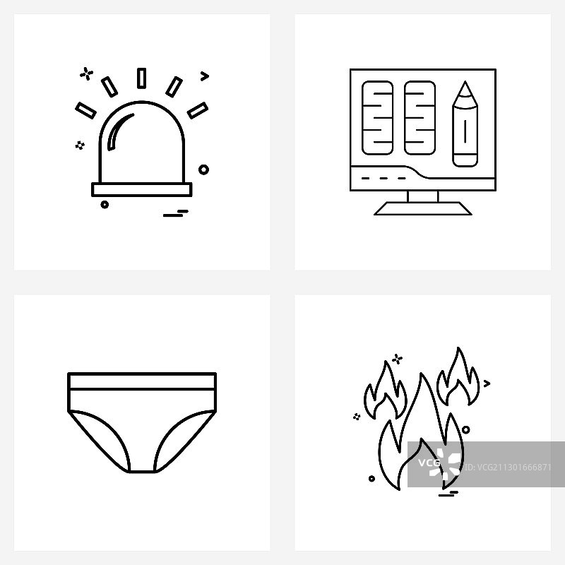 4款救护车线稿图标集图片素材