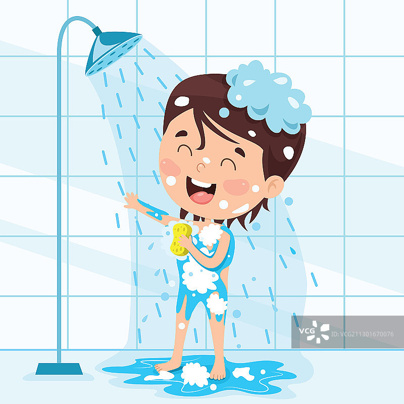 儿童洗澡图片素材