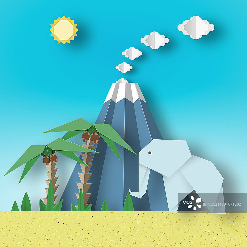 折纸概念风景图片素材