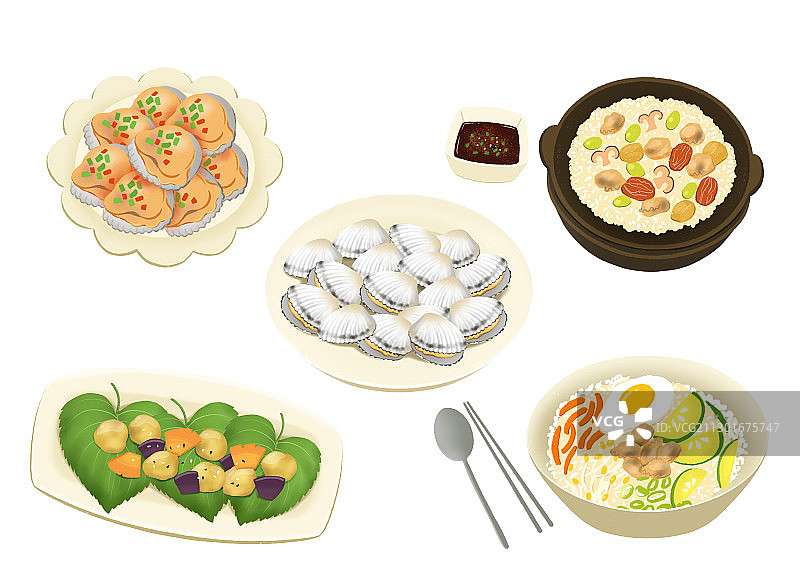 韩国美食扁平风格插画008图片素材