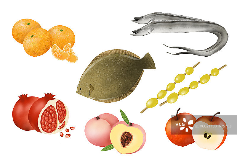 一套新鲜食物来源扁平设计插图006图片素材