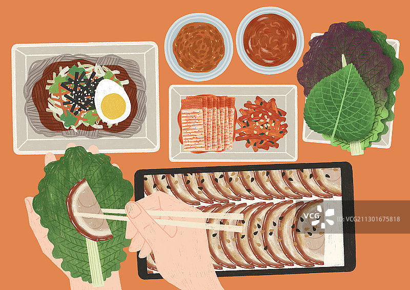 美味食物顶视图扁平设计插画004图片素材