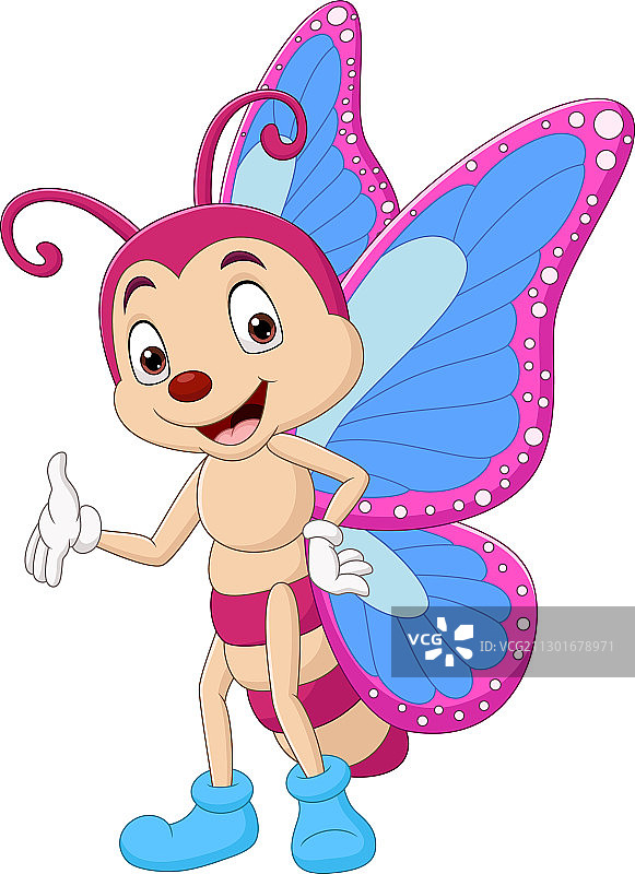卡通趣味蝴蝶挥手图片素材