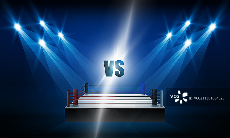 拳击擂台与聚光灯设计图片素材
