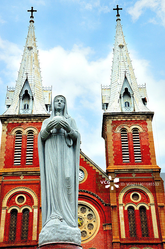 越南胡志明红教堂图片素材