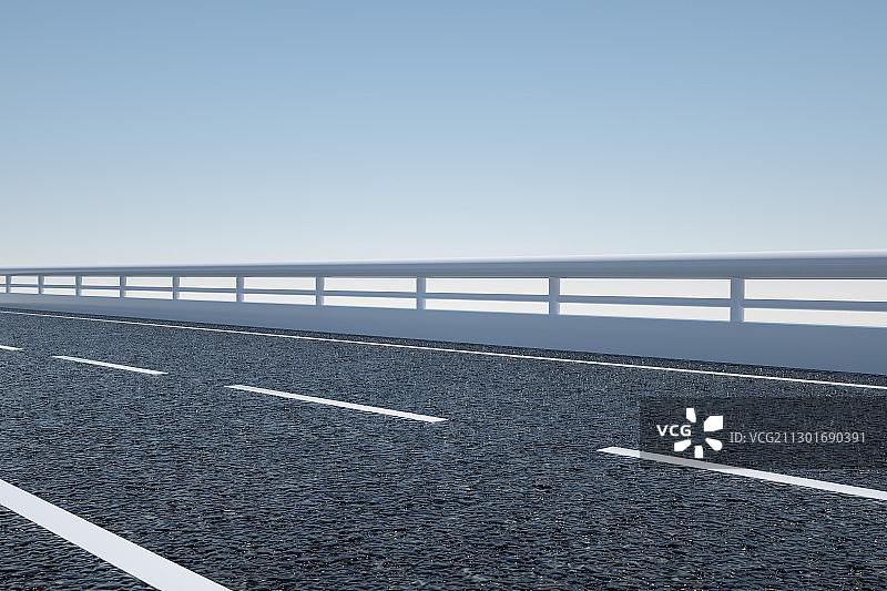 带栏杆的沥青道路，三维图形图片素材