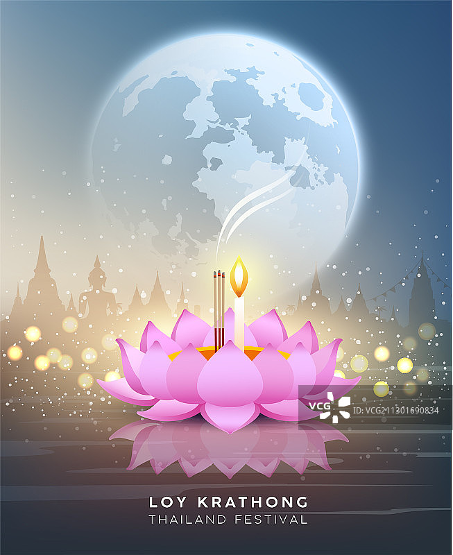 泰国水灯节之夜（散景效果）图片素材