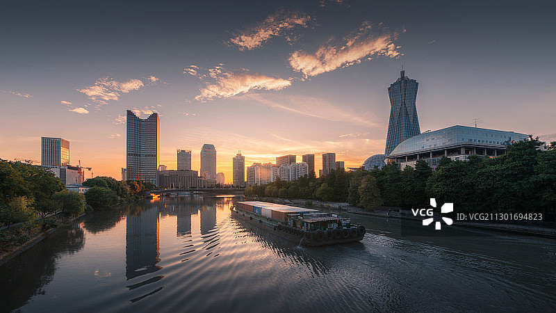 京杭运河黄昏图片素材