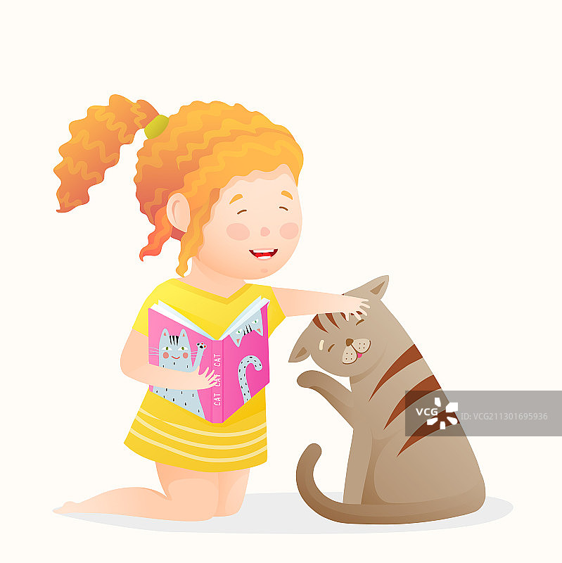 小女孩拿着书阅读玩耍图片素材