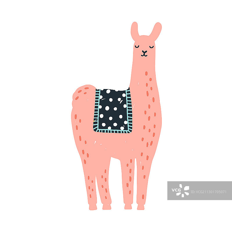 卡通手绘彩色趣味羊驼扁平设计图片素材