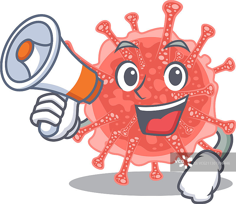 拿着扩音器的肿瘤病毒卡通形象图片素材