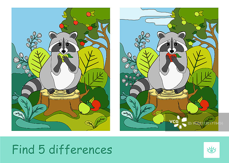 儿童学习找五处不同问答游戏图片素材