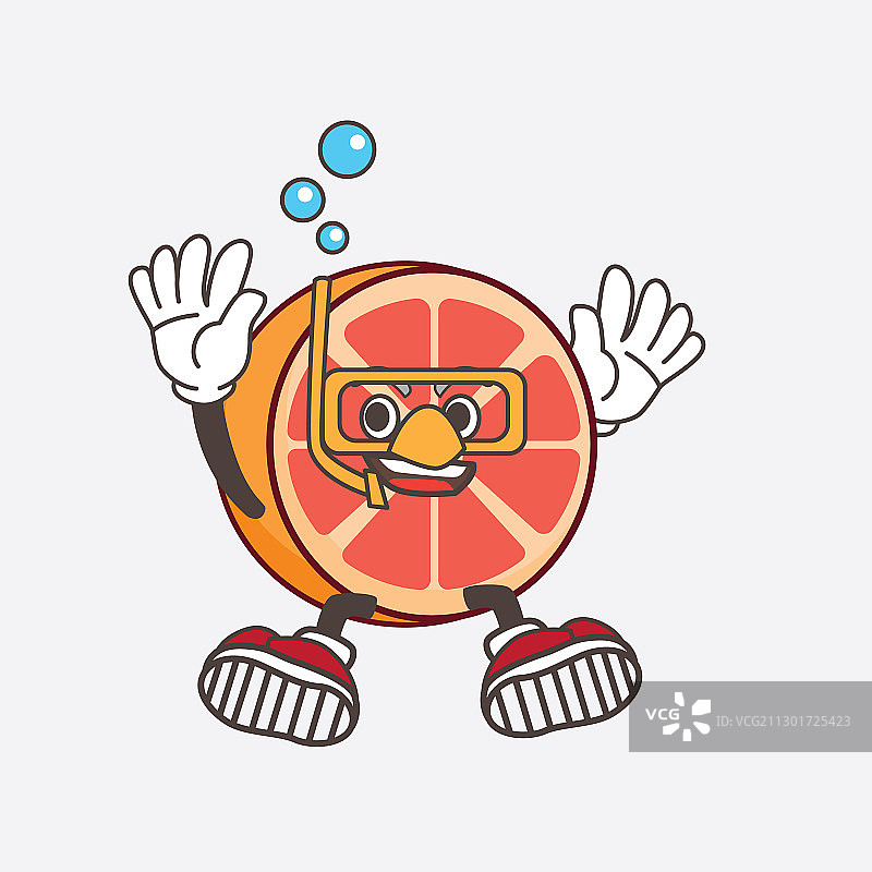 穿着服装的柚子卡通吉祥物图片素材