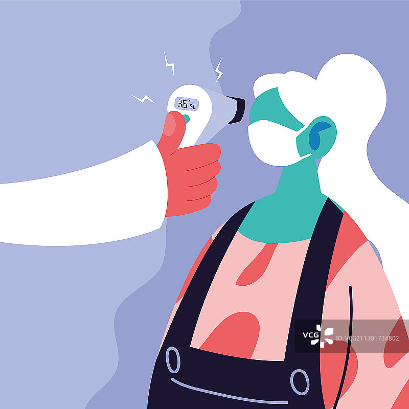 医生测量一个女人的体温图片素材