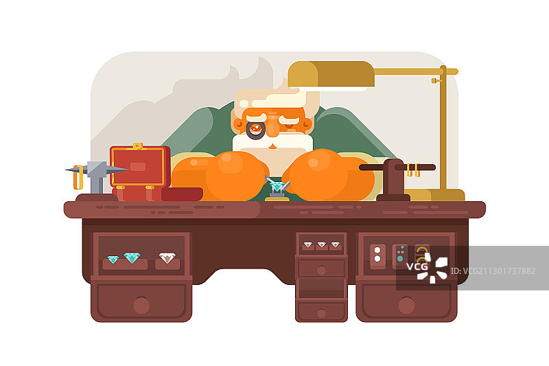 工作场所中的老珠宝商图片素材