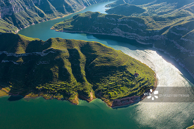 航拍太原汾河二库风景区图片素材