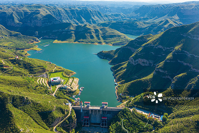 航拍太原汾河二库风景区图片素材