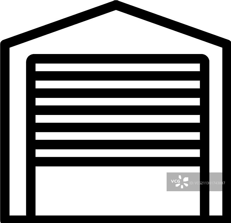 未完全打开的自动车库门图标轮廓图片素材