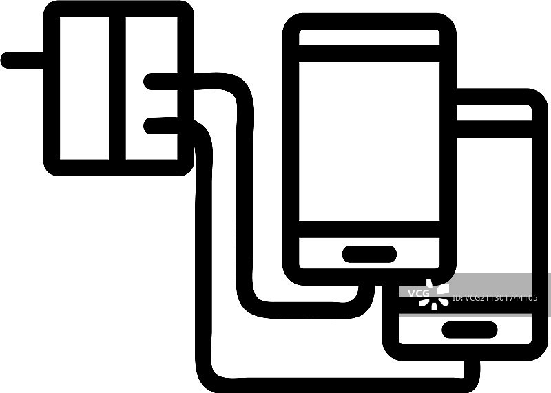 可同时为两部手机充电的有线充电器图标图片素材