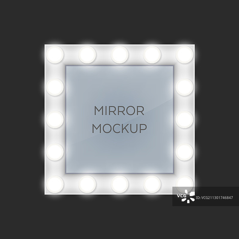 带灯泡边框的方形化妆镜图片素材
