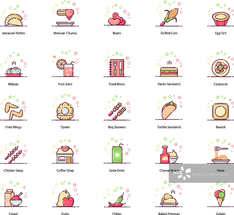 健康饮食食品饮料扁平图标包图片素材