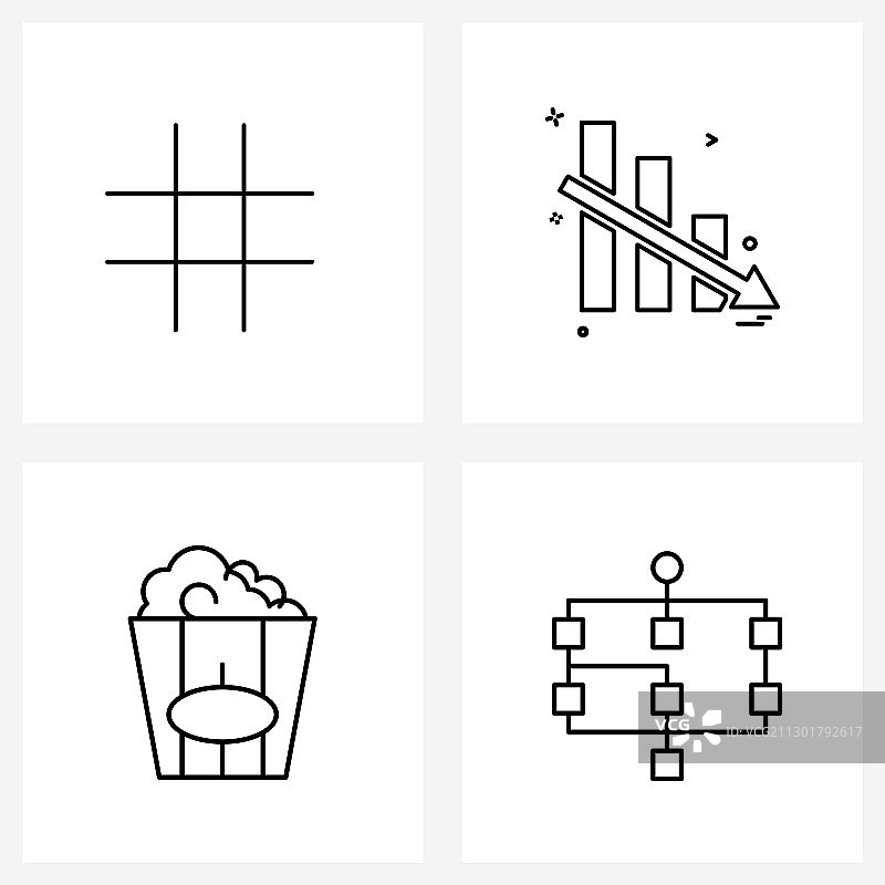 现代风格标签图表线条图标（4个）图片素材