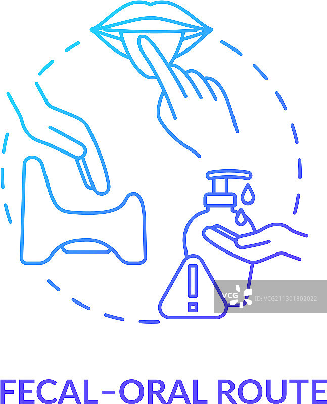 粪口途径蓝色概念图标传染病图片素材