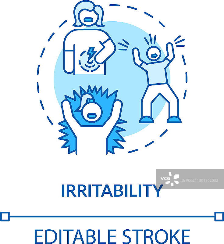 绿松石色烦躁概念图标：压力和图片素材