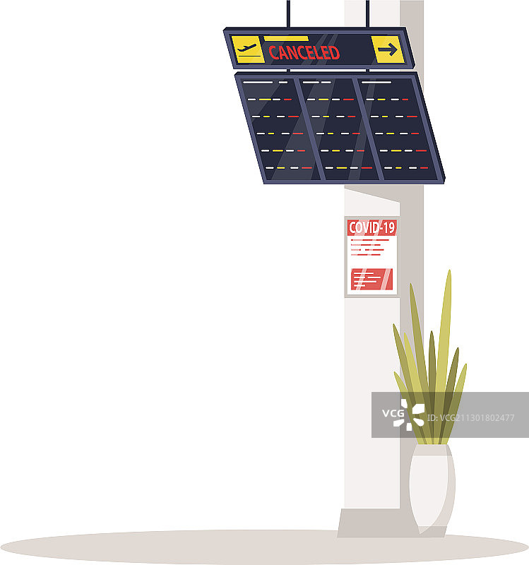 航班取消信息半扁平RGB颜色图片素材