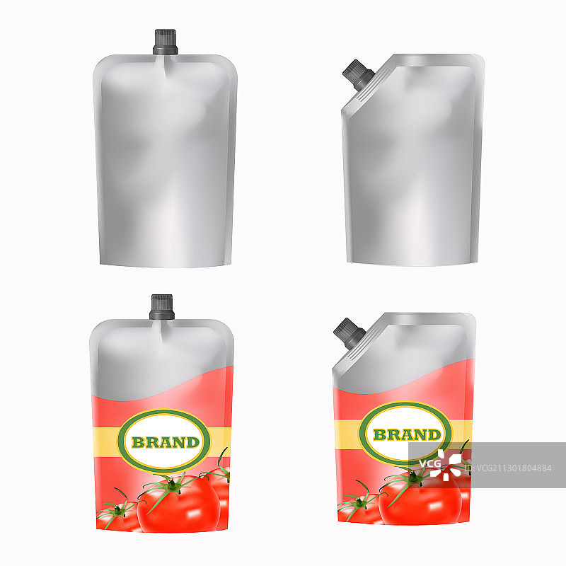 番茄酱自立袋模型套装图片素材