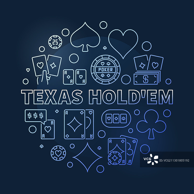 德州扑克蓝色轮廓图片素材
