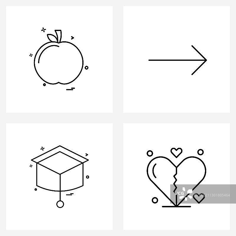 简约线条图标4件套，例如苹果度数图片素材