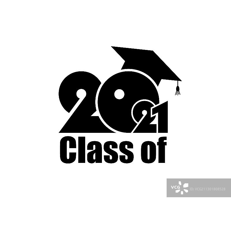 带有毕业帽的2021班级扁平设计图片素材