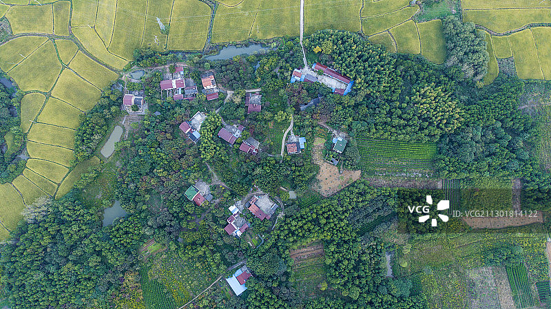 航拍中国安徽宣城郎溪凌笪乡陈郭庄田园秋色图片素材