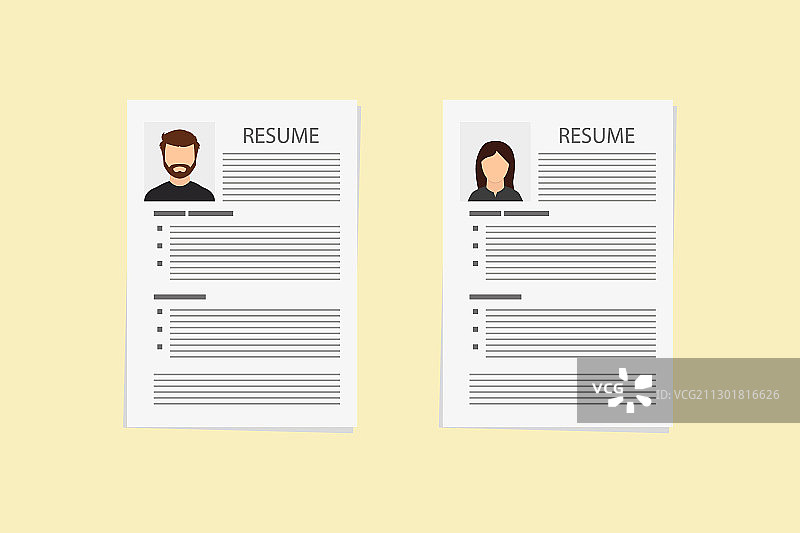 扁平风格带照片的简历文档图片素材