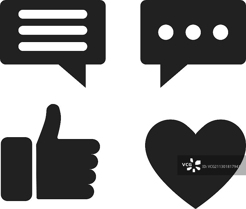 社交媒体图标与网络通讯图标套装图片素材