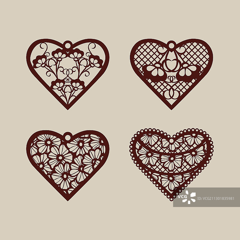 镂空花边心形模具套装图片素材