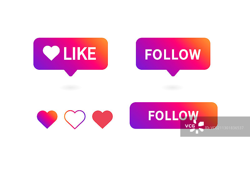 关注点赞图标按钮图片素材