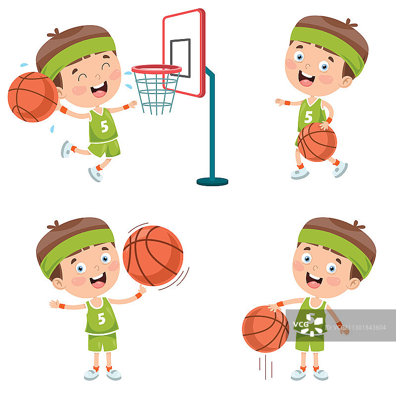 儿童在户外打篮球图片素材