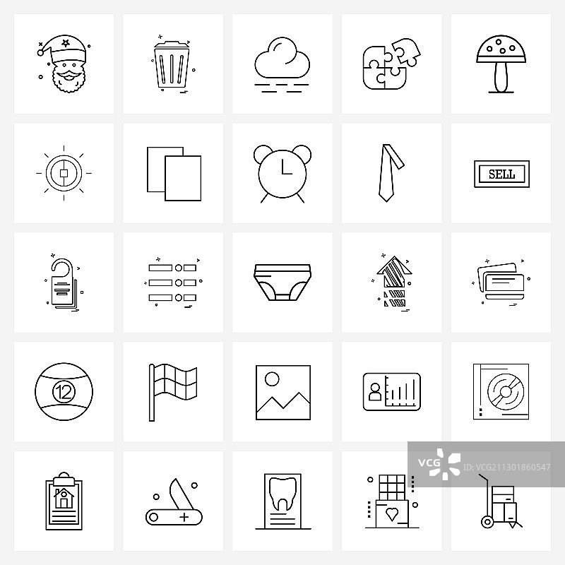 现代风格25个线性象形图网格图片素材