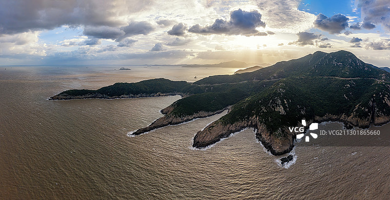 舟山朱家尖大青山航拍全貌图片素材