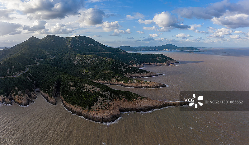 舟山朱家尖大青山航拍全貌图片素材